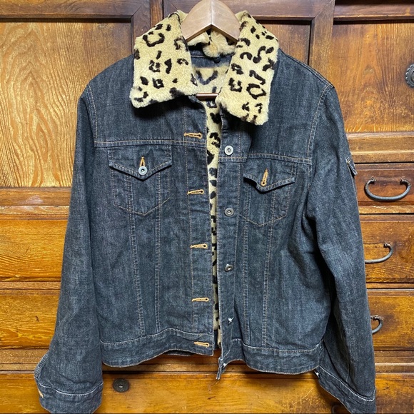 leopard lined denim jacket